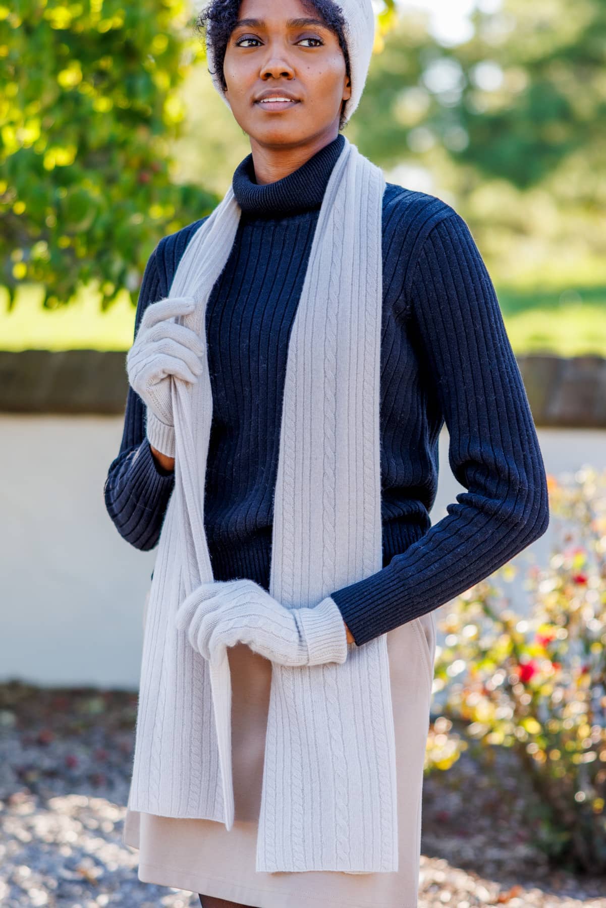 Women's Cable Knit Cashmere Scarf Gift Ready Fishers Finery