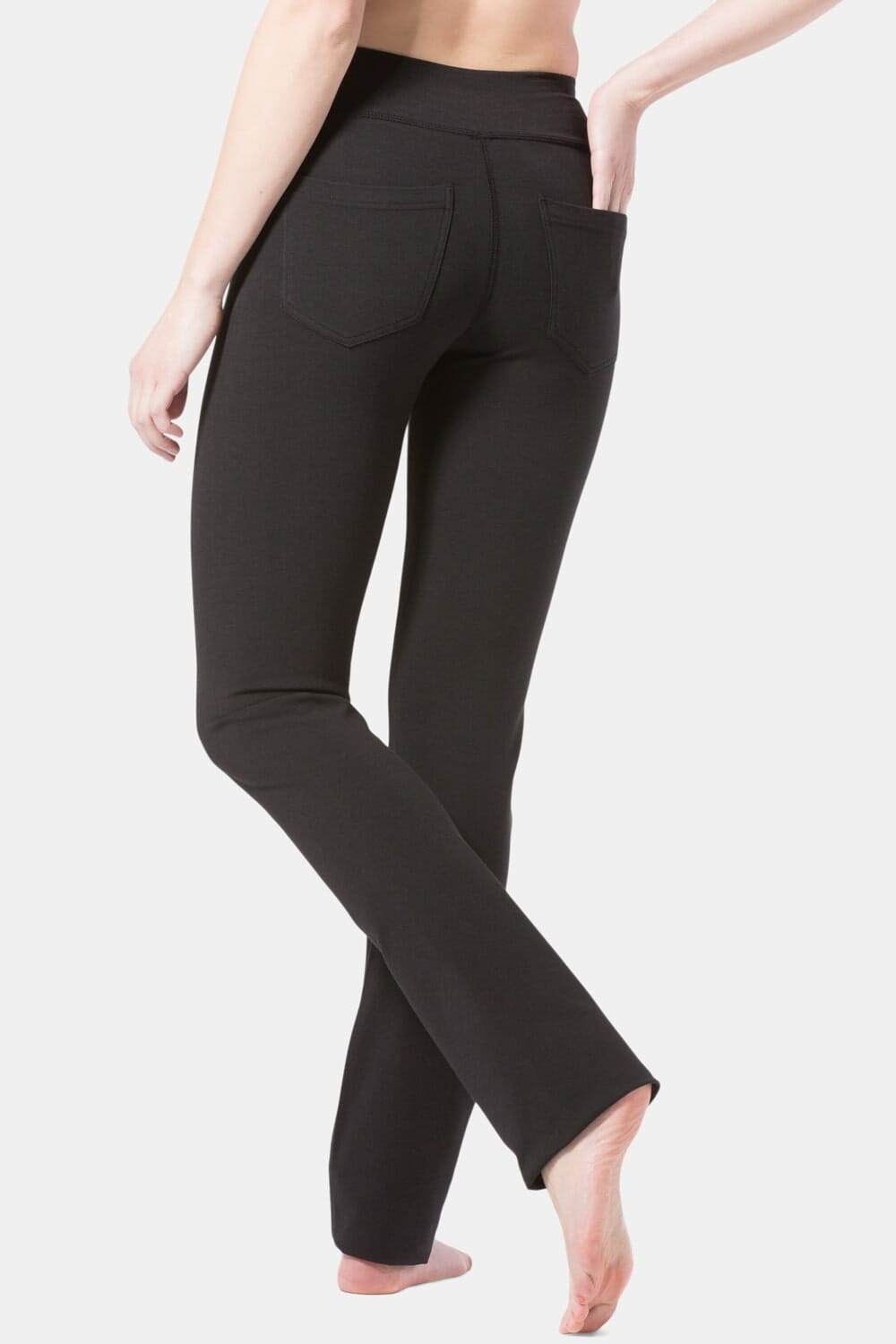 Women's EcoFabric™ Straight Leg Yoga Pant with Back Pockets Womens>Activewear>Yoga Pants Fishers Finery Black X-Small Petite