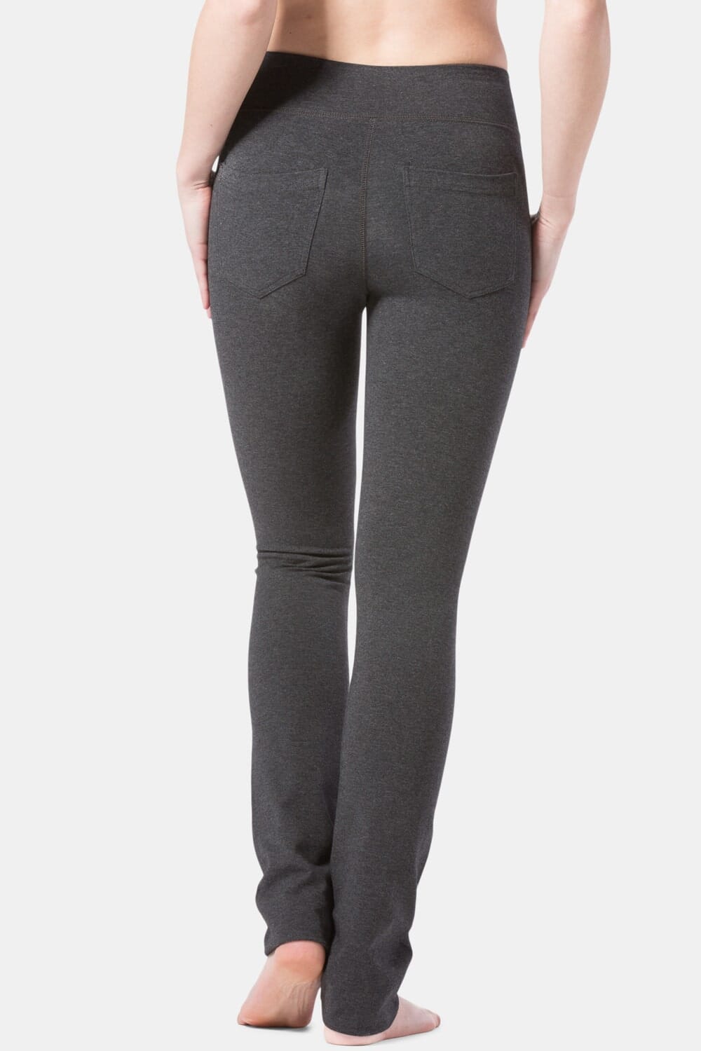 Women's EcoFabric™ Straight Leg Yoga Pant with Back Pockets Womens>Activewear>Yoga Pants Fishers Finery Heather Gray X-Small Petite