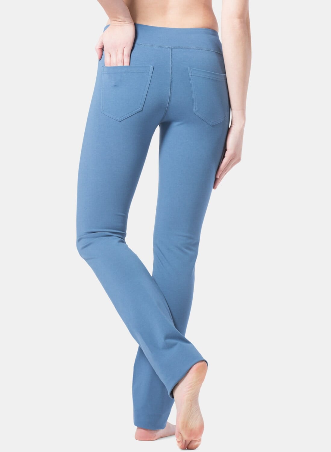 Women's EcoFabric™ Straight Leg Yoga Pant with Back Pockets Womens>Activewear>Yoga Pants Fishers Finery Moonlight Blue X-Small Petite