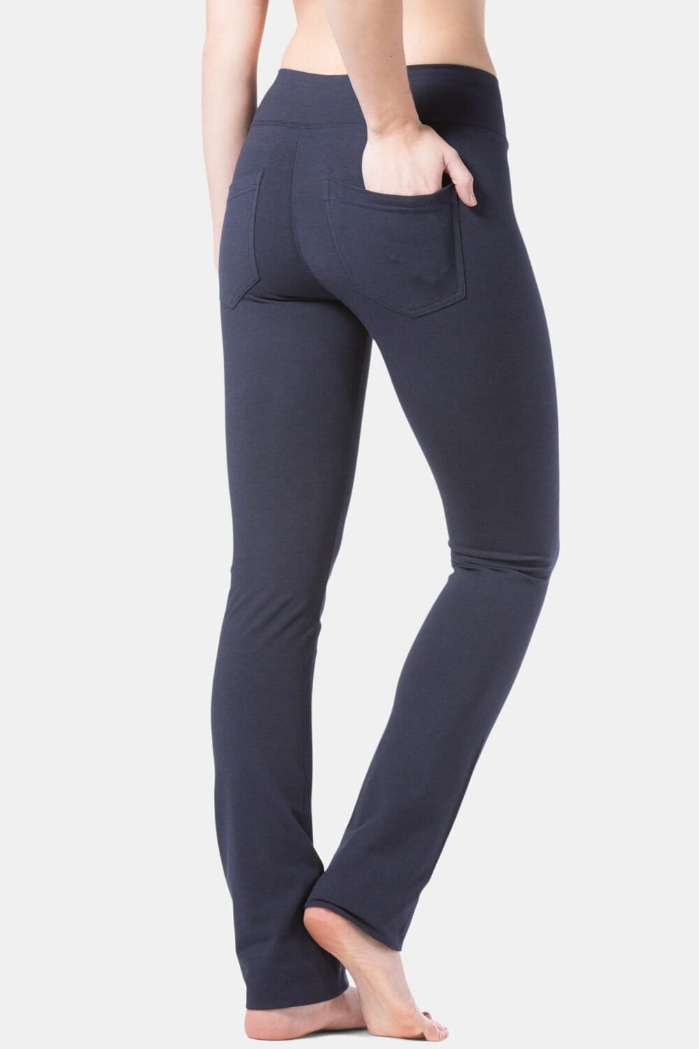 Women's EcoFabric™ Straight Leg Yoga Pant with Back Pockets Womens>Activewear>Yoga Pants Fishers Finery Navy X-Small Petite