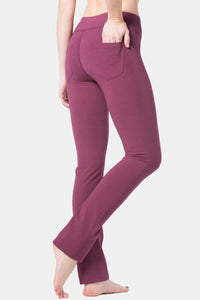 Women's EcoFabric™ Straight Leg Yoga Pant with Back Pockets - Outlet Womens>Activewear>Yoga Pants Fishers Finery Wine XS Petite