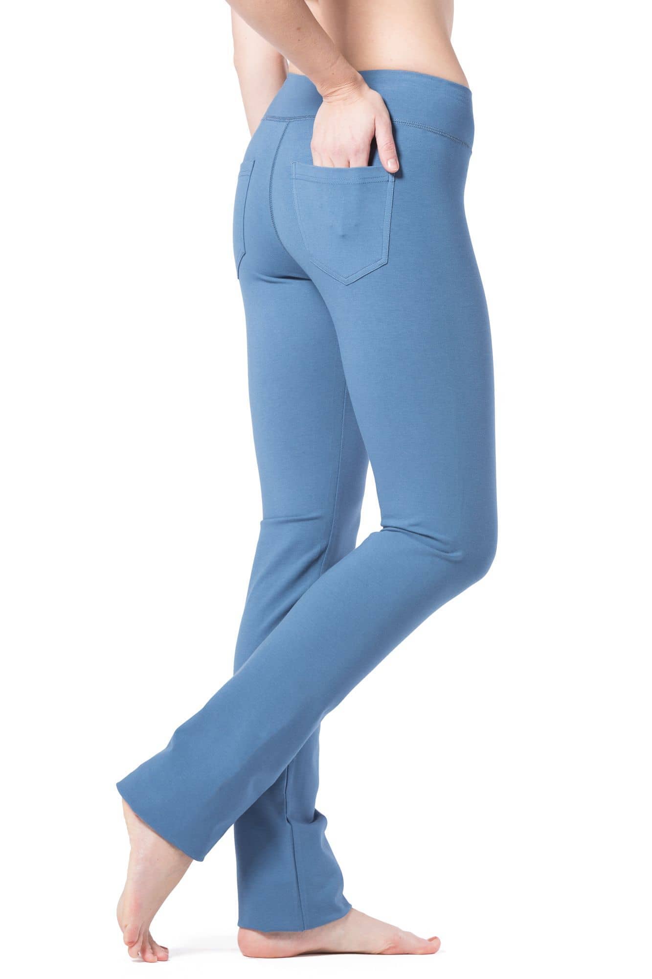Outfmvch Yoga Pants Women Yoga Pants Polyester Relaxed Pull-On Styling  Straight-Leg Lightweight Two Pockets Long Leggings With Pockets For Women  Blue Xl 