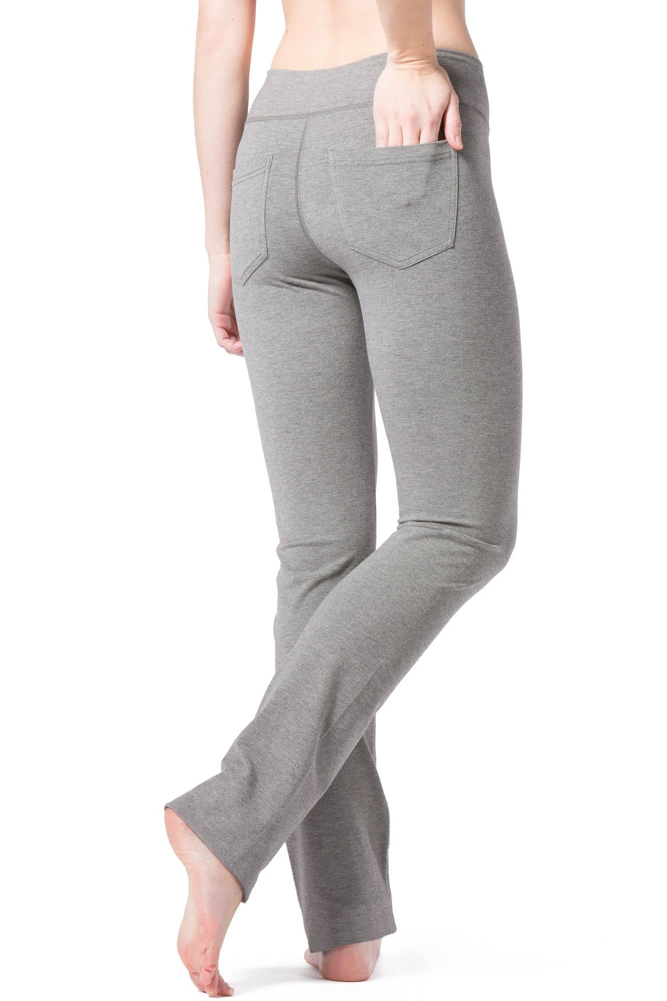 Womens Dove Gray Everyday Cotton Yoga Pants with Pockets, Grey