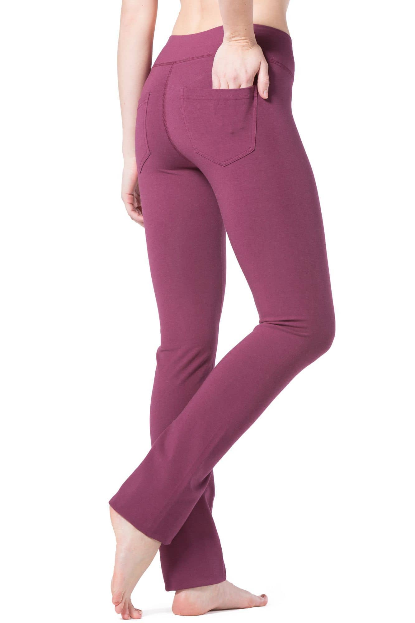 Women's Athletic Works Yoga Capris W/Cell Pockets Pink/Burgundy