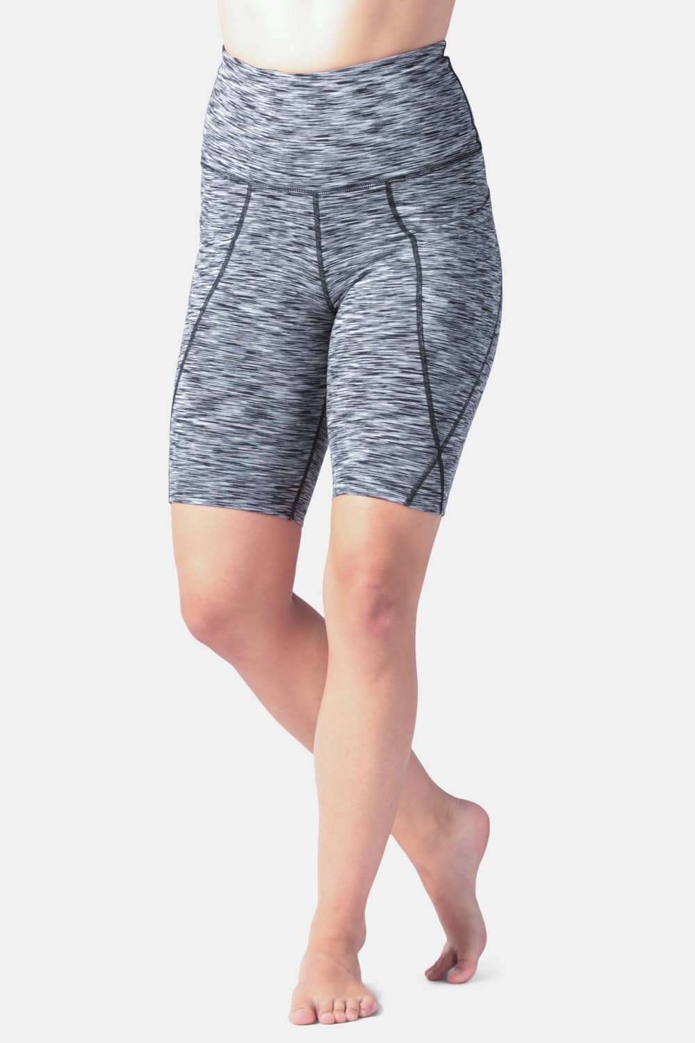 Women's EcoFabric™ Super High-Rise Active 9" Biker Short Womens>Activewear>Yoga Pants Fishers Finery Black White Space Dye X-Small 