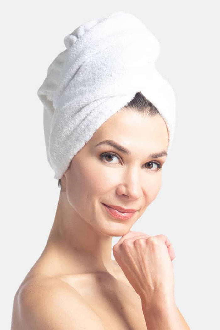 Women's Terry Cloth Head / Hair Wrap Womens>Spa>Hair Towel Fishers Finery White Single