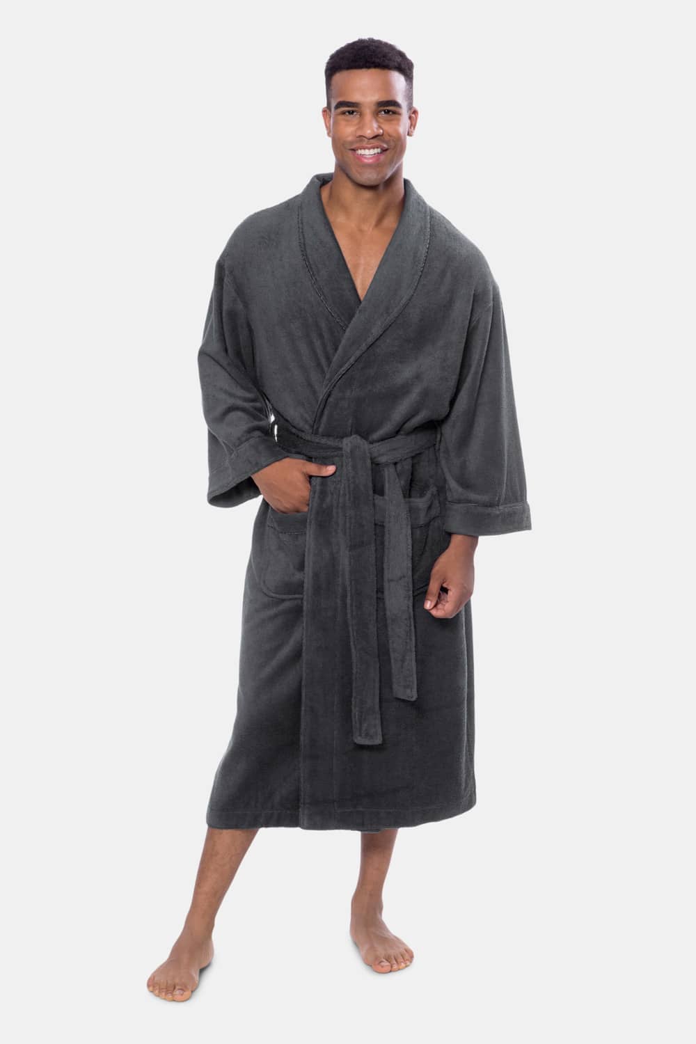 Texere Men's Terry Cloth Bathrobe Mens>Sleepwear>Robe Fishers Finery Dark Shadow S/M 