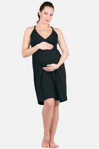 Wireless EcoFabric™ Maternity Nursing Nightgown Womens>Maternity Fishers Finery Black XS