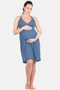 Wireless EcoFabric™ Maternity Nursing Nightgown Womens>Maternity Fishers Finery Moonlight Blue XS 