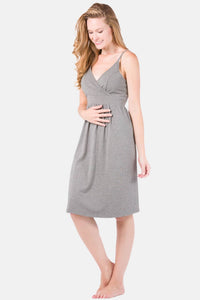 Wireless EcoFabric™ Maternity Nursing Nightgown Womens>Maternity Fishers Finery Light Heather Gray XS