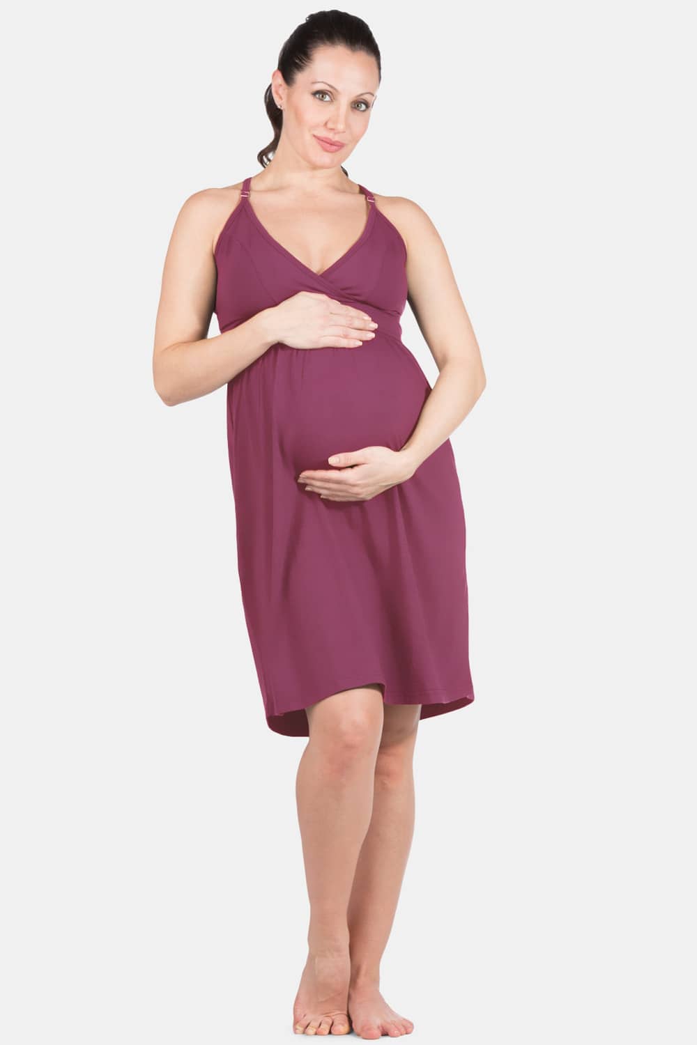 Wireless EcoFabric™ Maternity Nursing Nightgown Womens>Maternity Fishers Finery Wine XS 