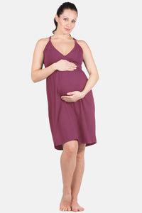 Wireless EcoFabric™ Maternity Nursing Nightgown Womens>Maternity Fishers Finery Wine XS