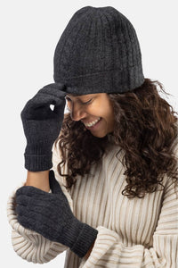 Women's 2pc 100% Pure Cashmere Cable Knit Hat & Glove Set with Gift Box Womens>Accessories>Cashmere Set Fishers Finery 