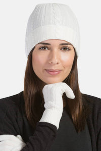 Women's 2pc 100% Pure Cashmere Cable Knit Hat & Glove Set with Gift Box Womens>Accessories>Cashmere Set Fishers Finery 