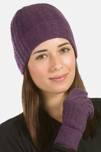 Women's 2pc 100% Pure Cashmere Cable Knit Hat & Glove Set with Gift Box Womens>Accessories>Cashmere Set Fishers Finery 