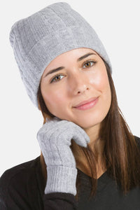 Women's 2pc 100% Pure Cashmere Cable Knit Hat & Glove Set with Gift Box Womens>Accessories>Cashmere Set Fishers Finery 