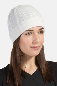 Women's 100% Pure Cashmere Cable Knit Hat Womens>Accessories>Hat Fishers Finery Cream One Size 