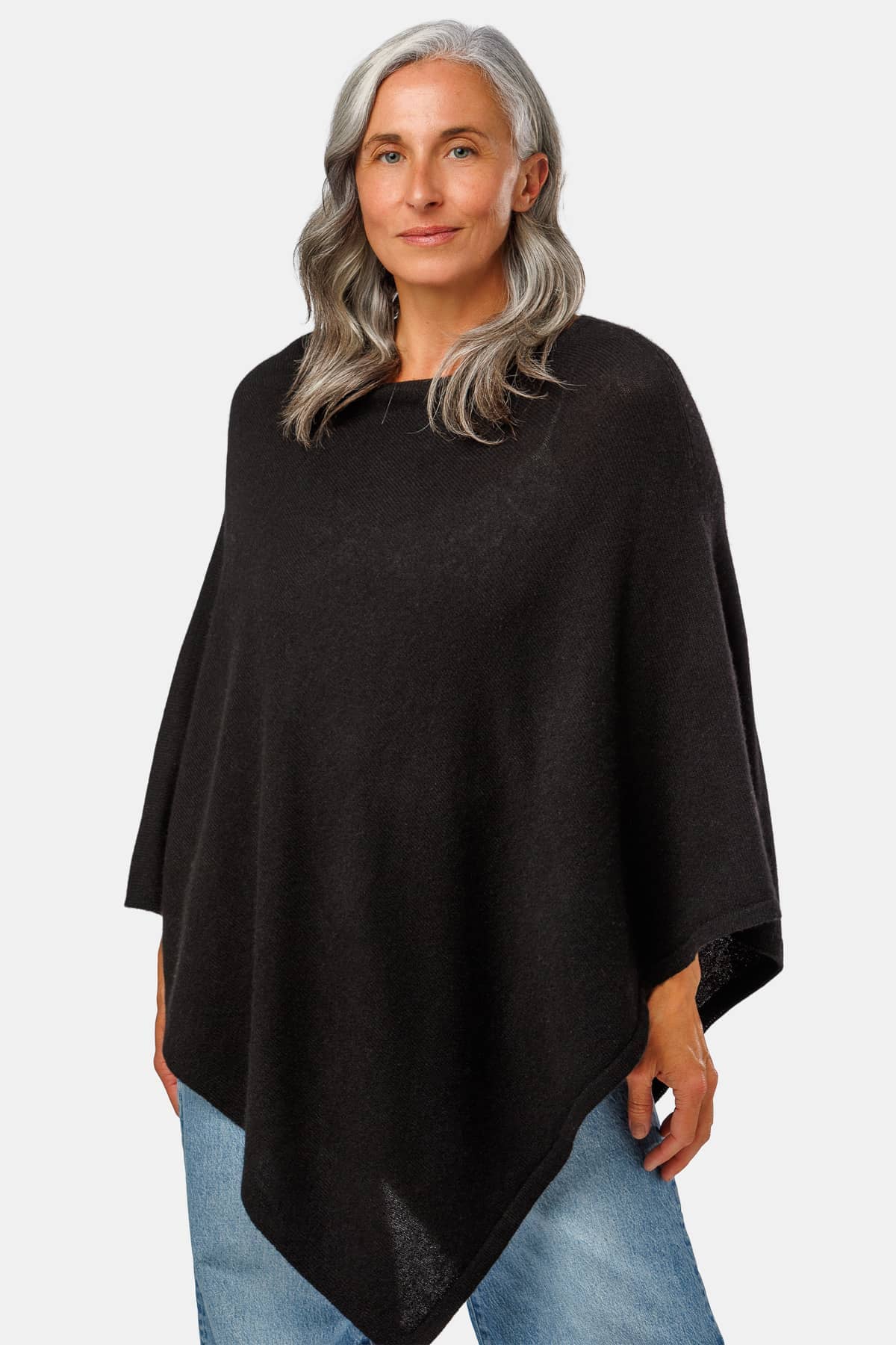 Women's 100% Pure Cashmere Knit Poncho and Gift Box Womens>Accessories>Cashmere>Poncho Fishers Finery Black 