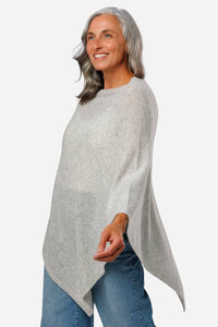 Women's 100% Pure Cashmere Knit Poncho and Gift Box Womens>Accessories>Cashmere>Poncho Fishers Finery Light Gray 