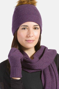 Women's 3pc 100% Cashmere Pom Beanie, Glove & Scarf Set with Gift Box Womens>Accessories>Cashmere Set Fishers Finery 