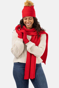 Women's 3pc 100% Cashmere Pom Beanie, Glove & Scarf Set with Gift Box Womens>Accessories>Cashmere Set Fishers Finery 