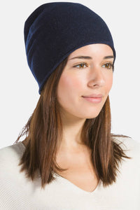 Women's 100% Cashmere Slouchy Beanie Hat Womens>Accessories>Hat Fishers Finery Navy One Size Fits Most 