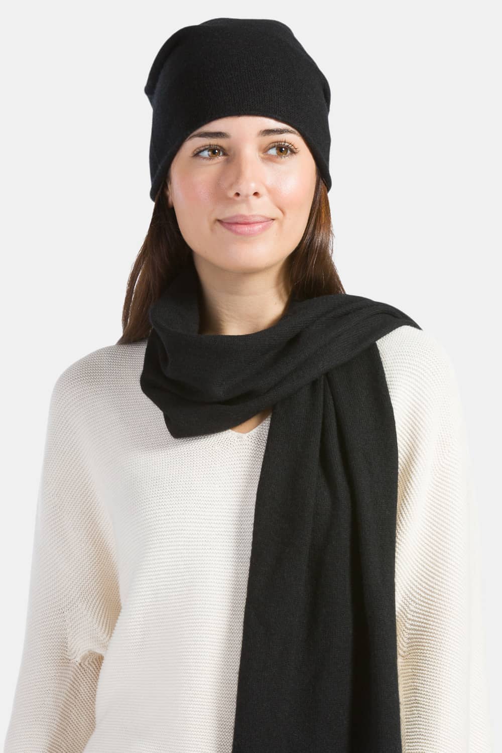 Women's 2pc 100% Cashmere Slouchy Beanie & Knit Scarf Set with Gift Box Womens>Accessories>Cashmere Set Fishers Finery 