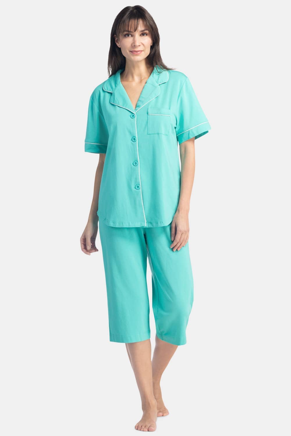 Women's EcoFabric™ Capri Pajama Set with Gift Box Womens>Sleep and Lounge>Pajamas Fishers Finery Turquoise X-Small 