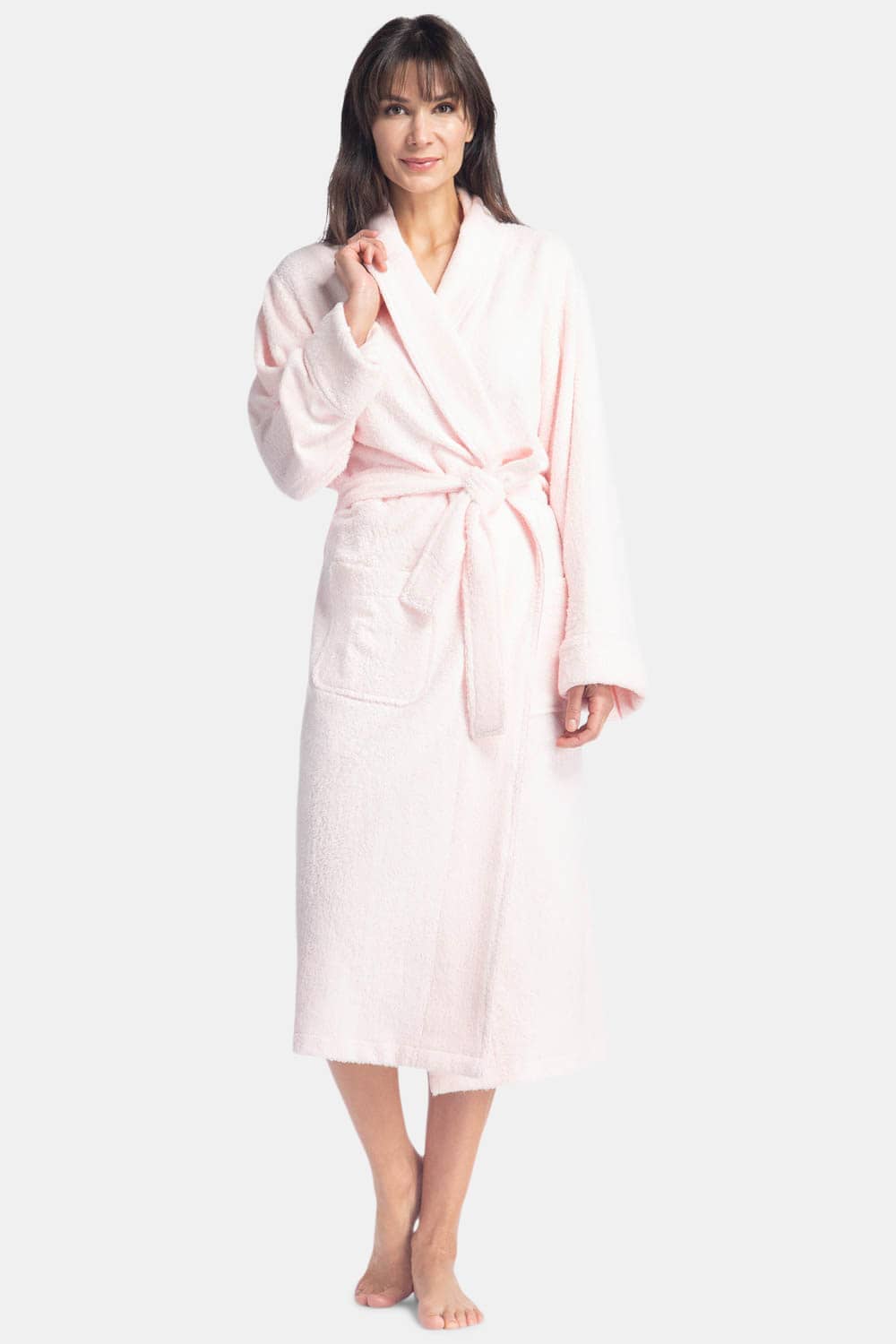 Women's Full Length Resort Terry Cloth Robe Womens>Spa>Robe Fishers Finery Heavenly Pink S/M 