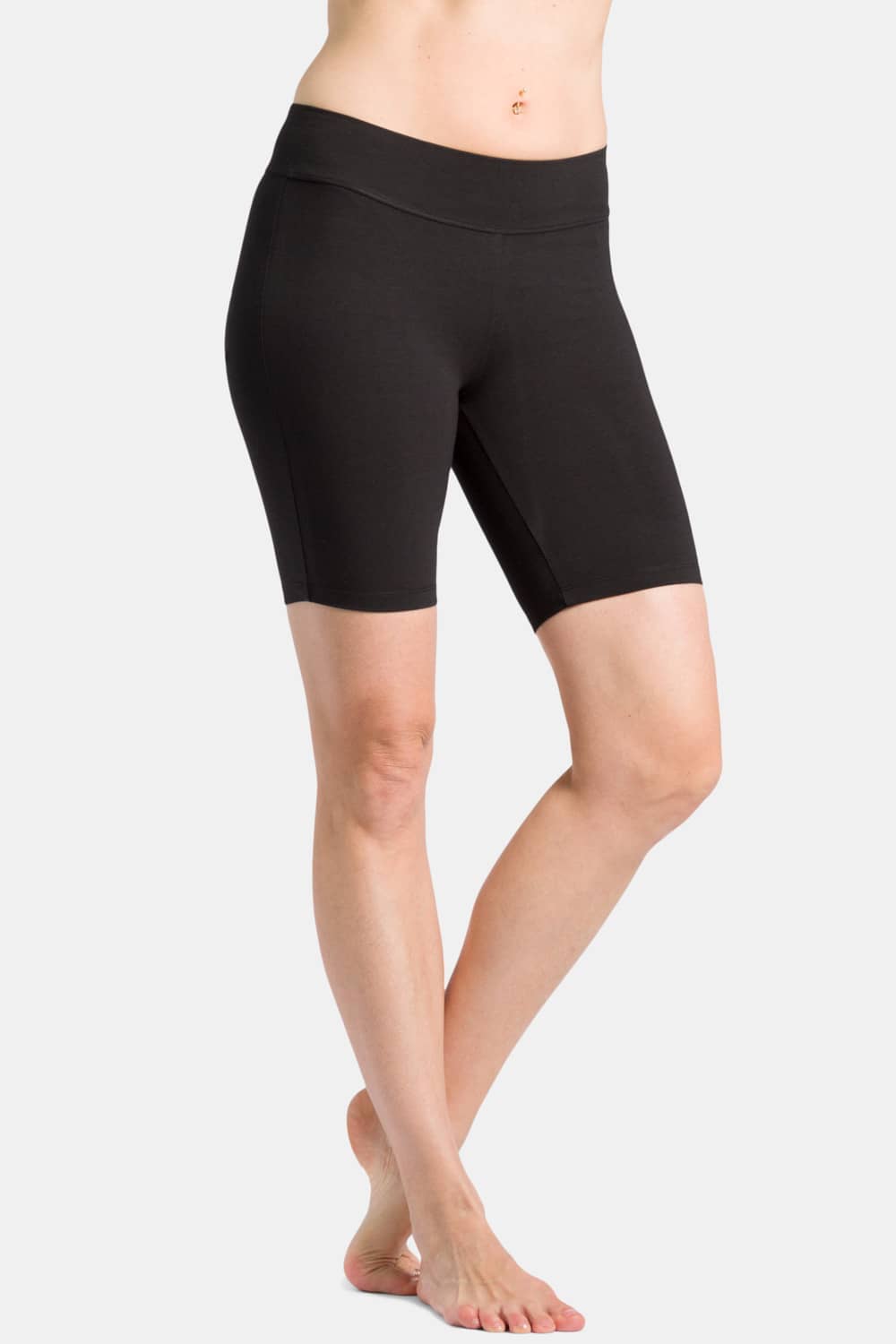 Women's EcoFabric™ 7" Mid-Thigh Yoga Workout Short Womens>Casual>Leggings Fishers Finery Black X-Small 