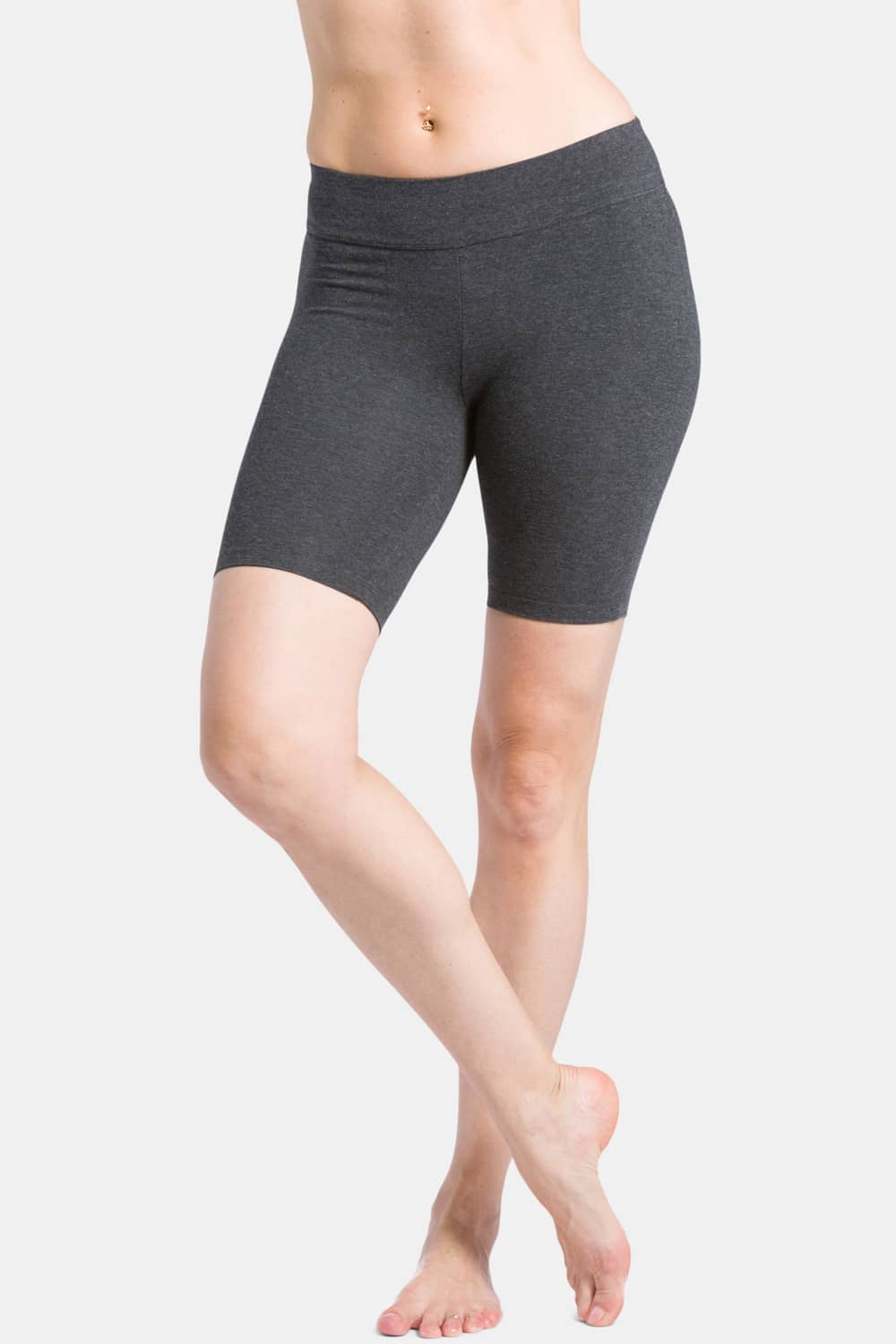 Women's EcoFabric™ 7" Mid-Thigh Yoga Workout Short Womens>Casual>Leggings Fishers Finery Heather Gray X-Small 