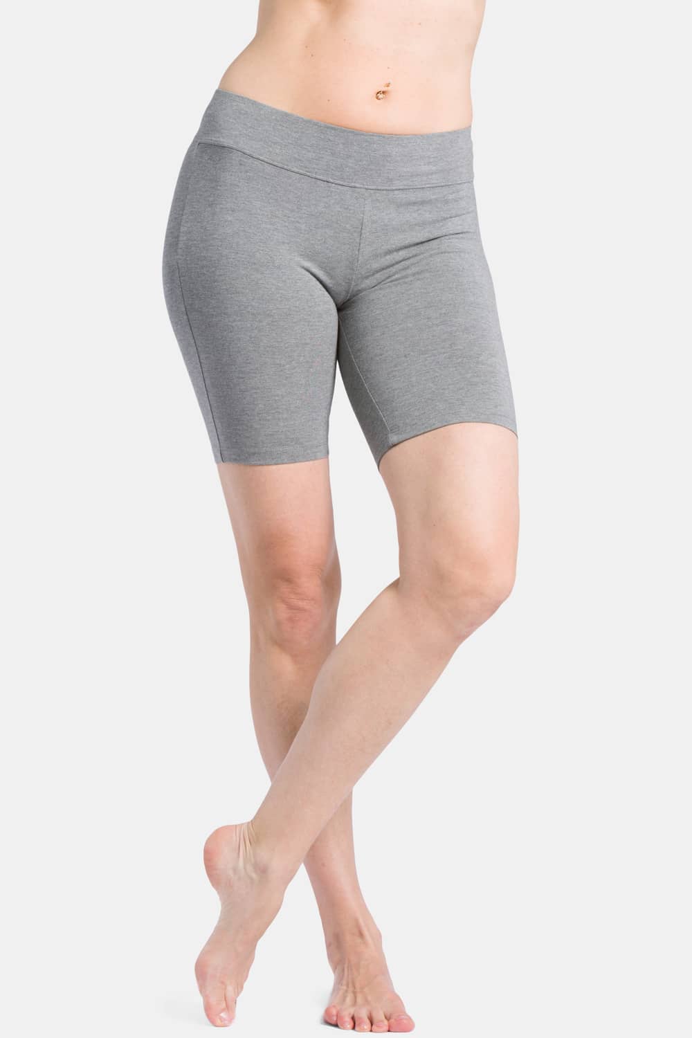 Women's EcoFabric™ 7" Mid-Thigh Yoga Workout Short Womens>Casual>Leggings Fishers Finery Light Heather Gray X-Small 