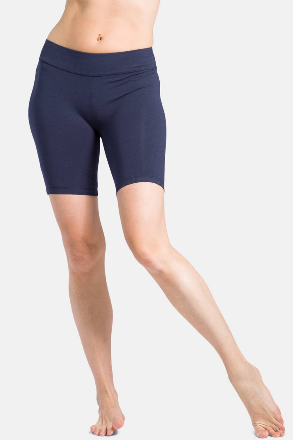 Women's EcoFabric™ 7" Mid-Thigh Yoga Workout Short Womens>Casual>Leggings Fishers Finery Navy X-Small 