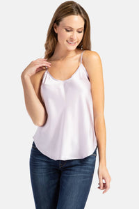 Women's 100% Pure Mulberry Silk Camisole Tank Top with Adjustable Spaghetti Straps - IMPROVED FIT Womens>Casual>Top Fishers Finery Lavender Fog XS