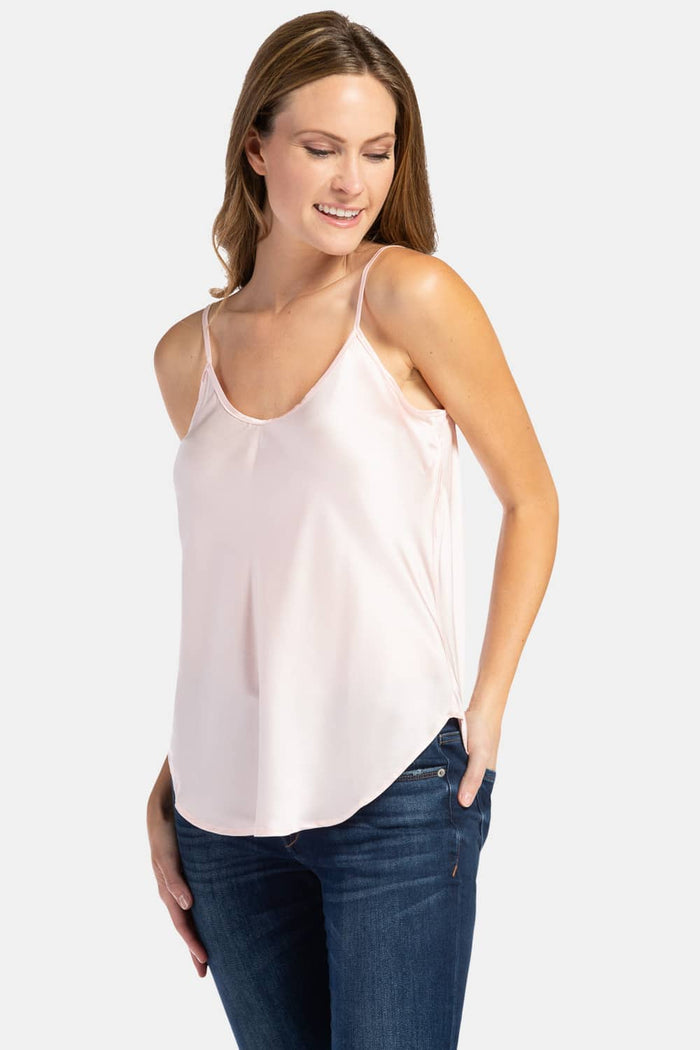 Women's 100% Pure Mulberry Silk Camisole Tank Top with Adjustable Spaghetti Straps - IMPROVED FIT Womens>Casual>Top Fishers Finery Heavenly Pink XS 