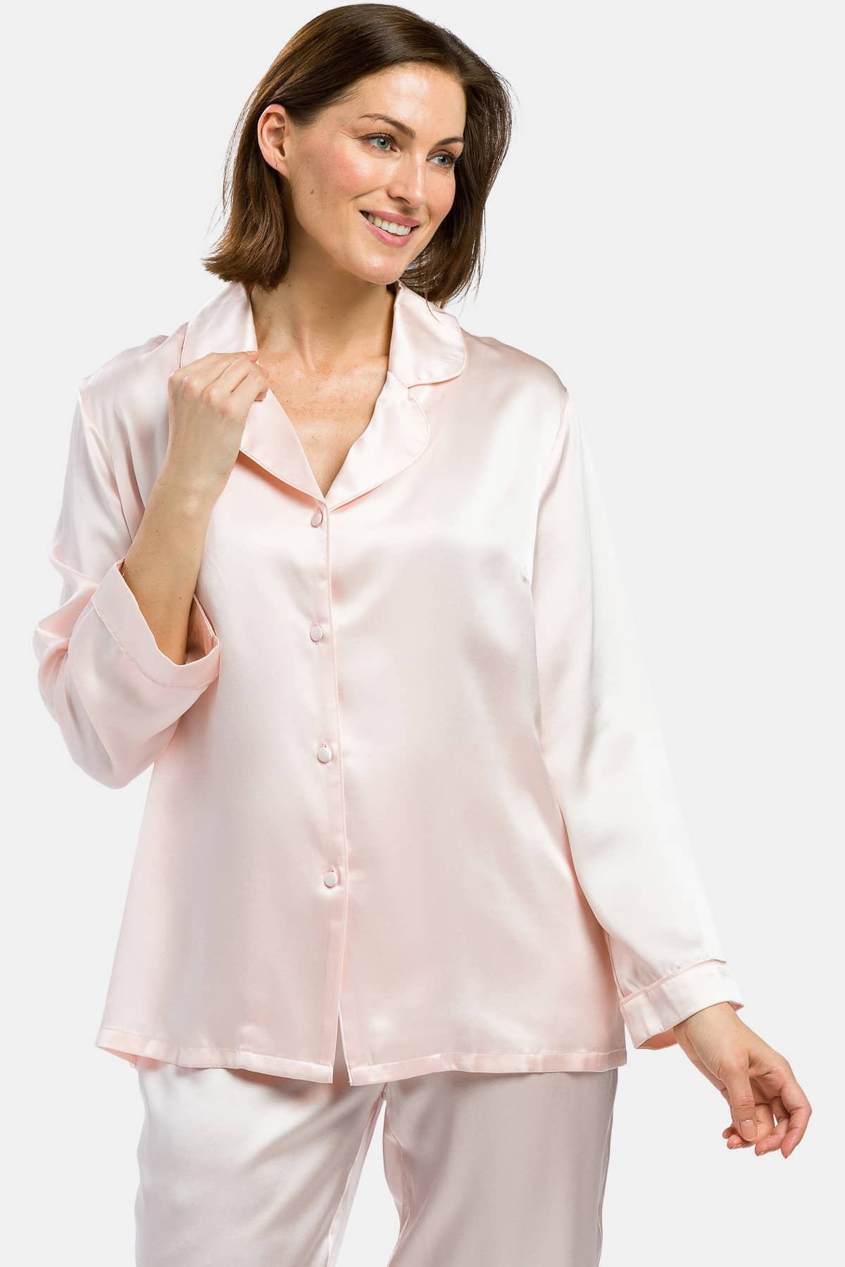 Mommesilk Silk Pajamas for Women Long Sleeve Washable 100% Real Mulberry  Silk Pj Sets Sleep Summer Nightwear