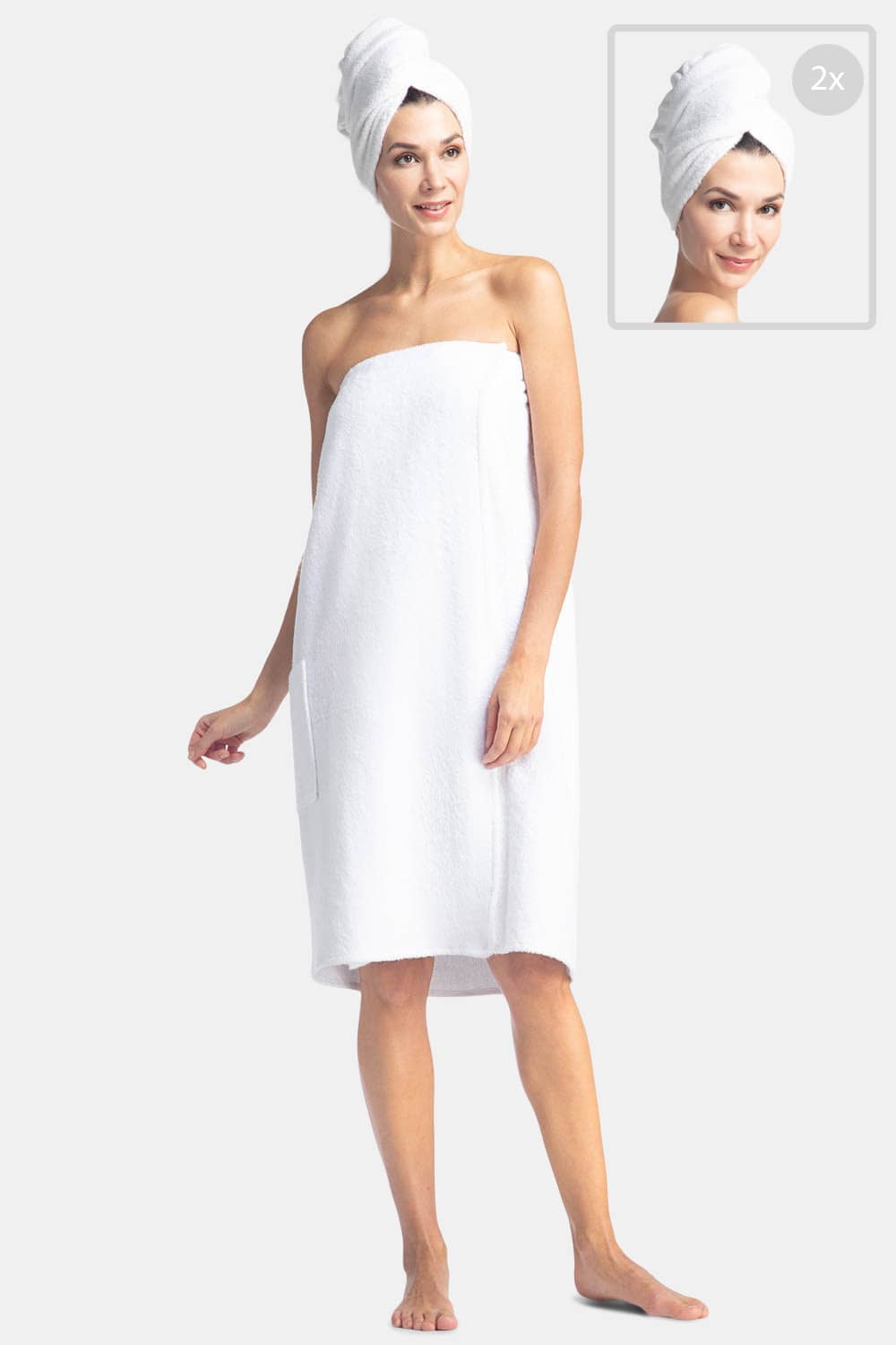 Women s Spa Terry Cloth Bath Wrap Hair Towel Set Fishers Finery