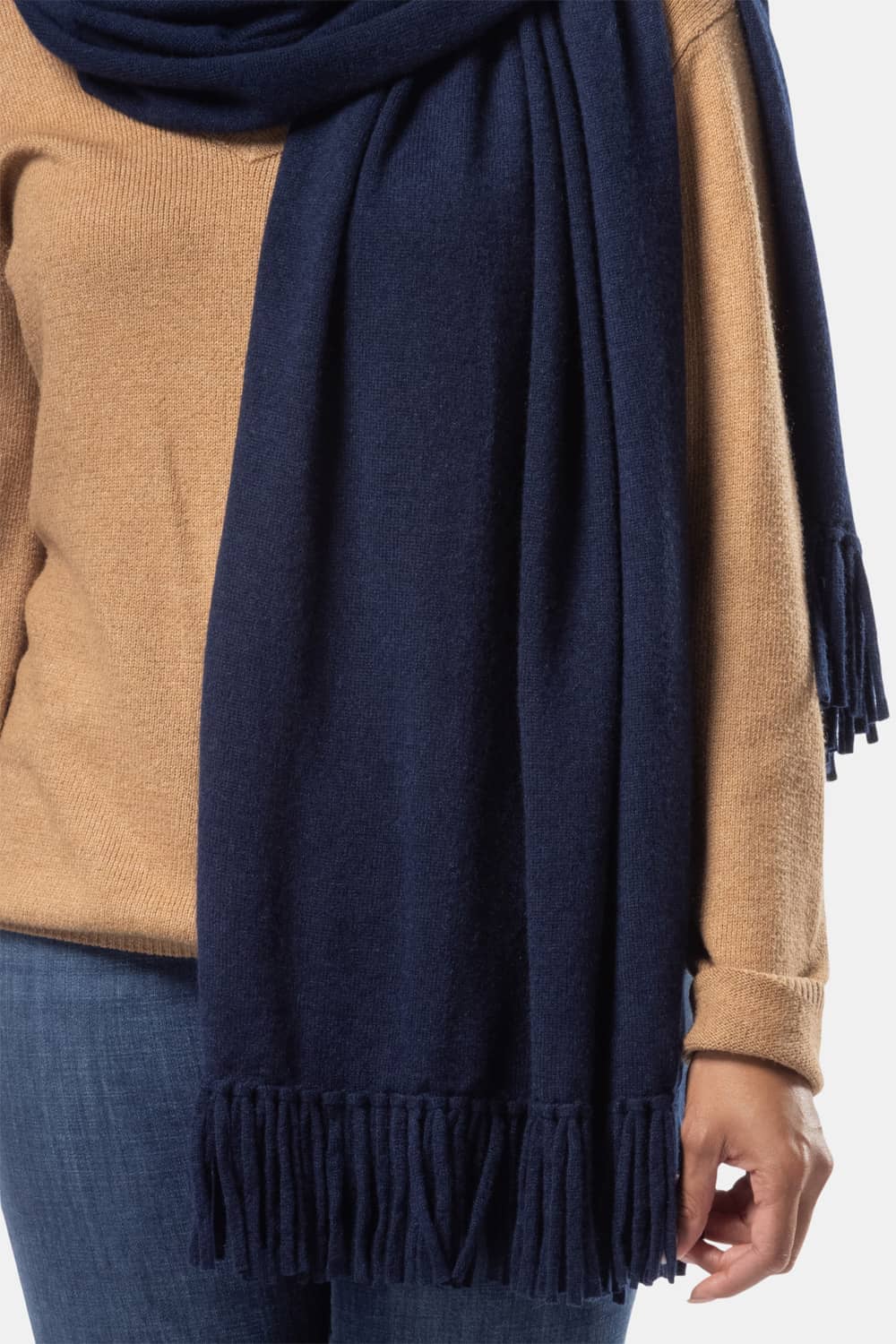 Women's 100% Pure Cashmere Knit Shawl Wrap with Fringe and Gift Box Womens>Accessories>Scarf Fishers Finery 