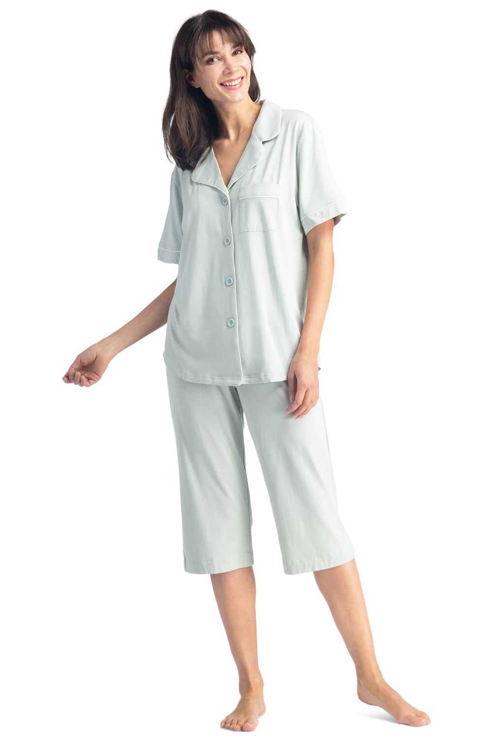  Fishers Finery Womens Short Sleeve Nightgown; Cooling Pajamas  Hot Sleepers; Soft Bamboo Sleep Tee Plus Size