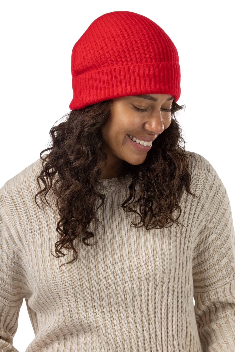 Women's Cashmere Hat, Cashmere Ribbed Beanie