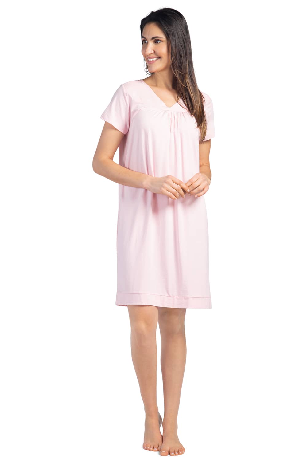 Women's Nightgown, Organic Cotton V-Neck Nightgown