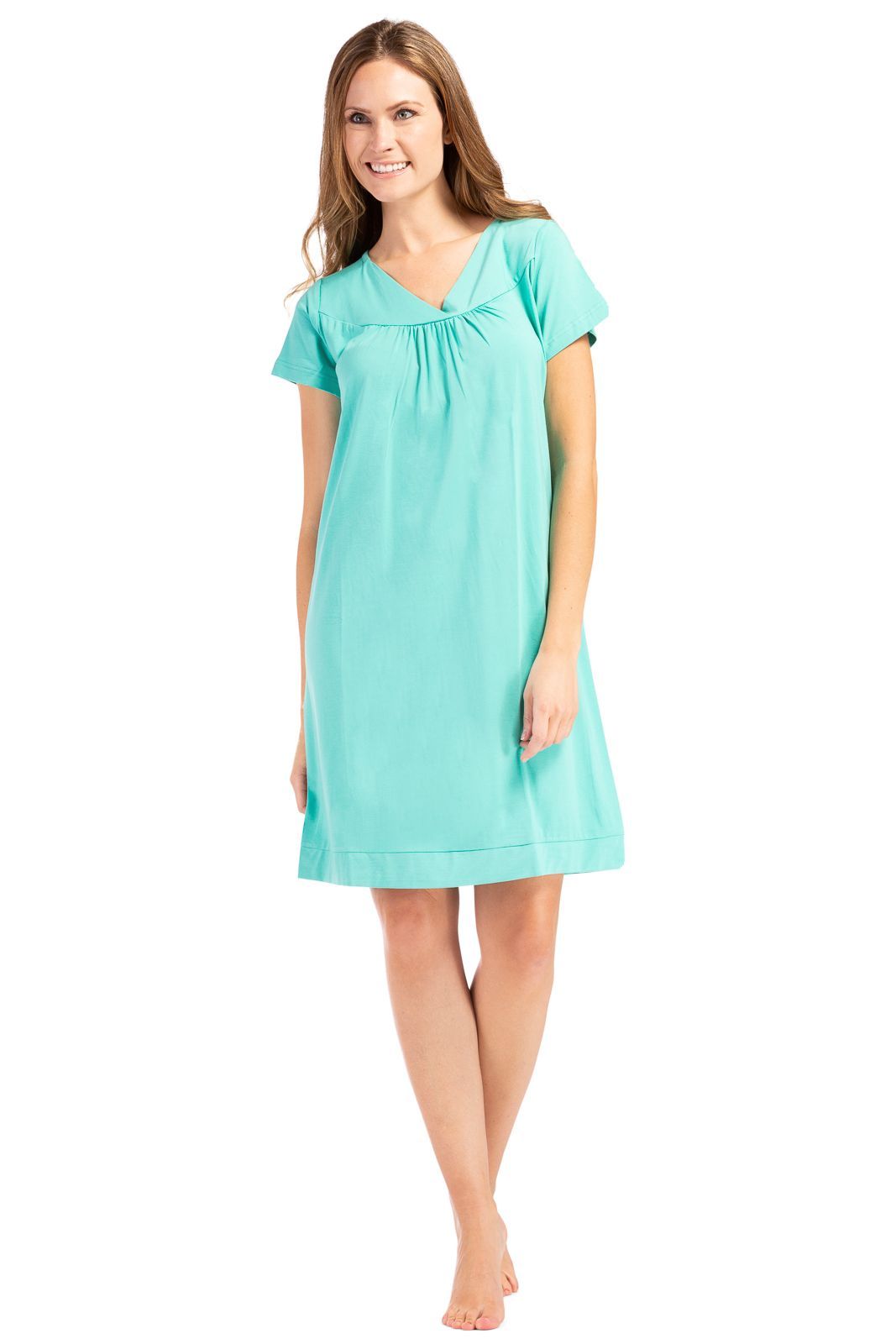 Women's Nightgown, Organic Cotton V-Neck Nightgown