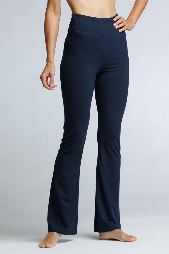 Women's EcoFabric™ High-Rise Bootcut Yoga Pant Womens>Activewear>Yoga Pants Fishers Finery Navy X-SMALL Petite