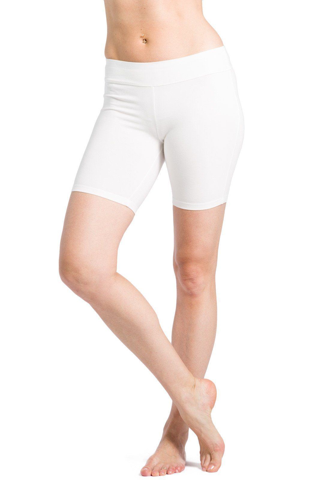 Ultra Low Rise White Mid Thigh Yoga Shorts yoga Shorts for Women