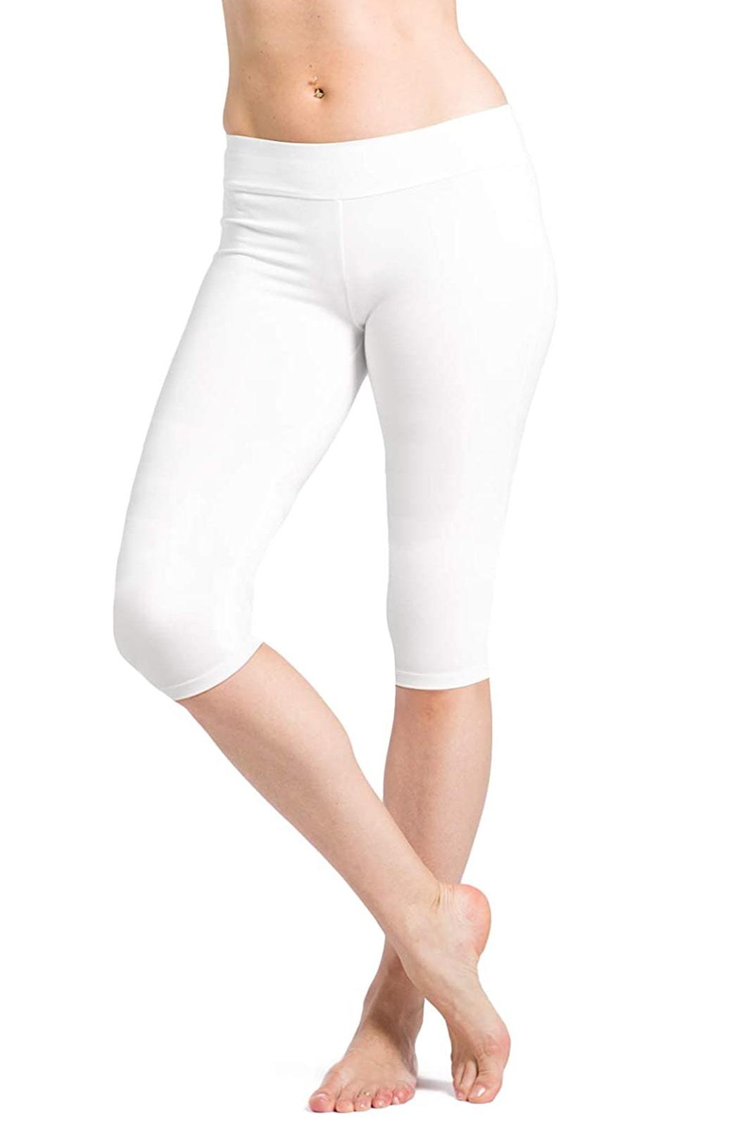 Women's Seamless Soft Cotton Stretch Basic Capri Knee Leggings Fitness Yoga  - AbuMaizar Dental Roots Clinic