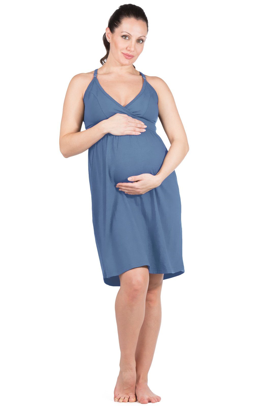 Women's Maternity Dress Nursing Nightgown Breastfeeding Full Slips  Sleepwear With Pad