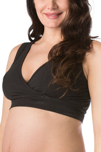 Wireless EcoFabric™ Maternity Nursing Bra with Nursing Pad Set Option Womens>Maternity>Accessories Fishers Finery X-Small Without Pad Set Black