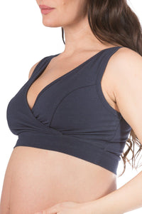 Wireless EcoFabric™ Maternity Nursing Bra with Nursing Pad Set Option Womens>Maternity>Accessories Fishers Finery X-Small Without Pad Set Navy