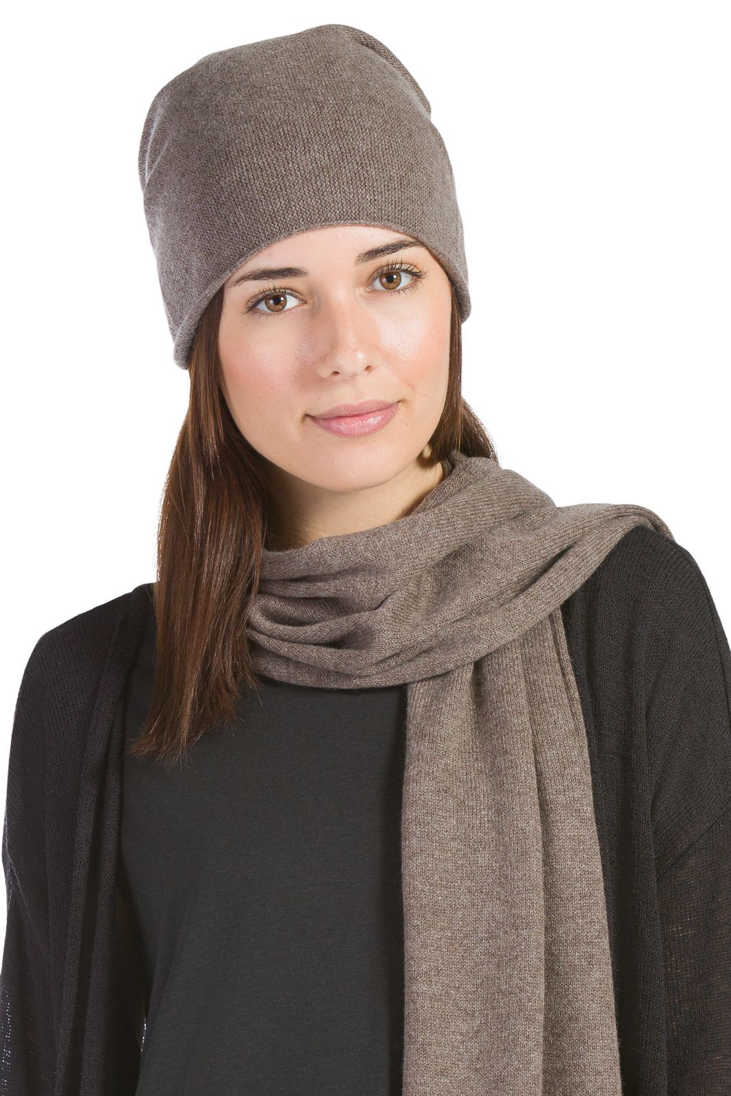 Women's Cashmere Slouchy Beanie & Knit Scarf Gift Set